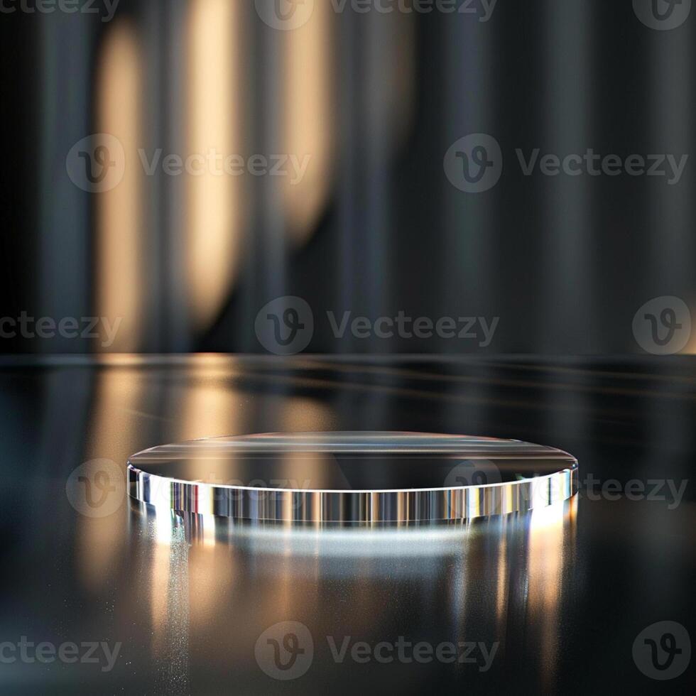 A glass table with a reflection of the sun photo