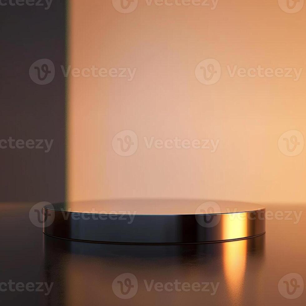 A round table with a black surface on a table photo