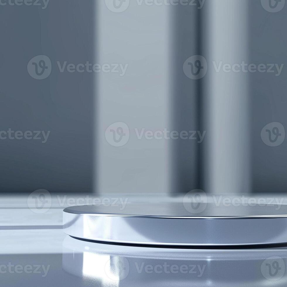 A silver circular object on a table photo