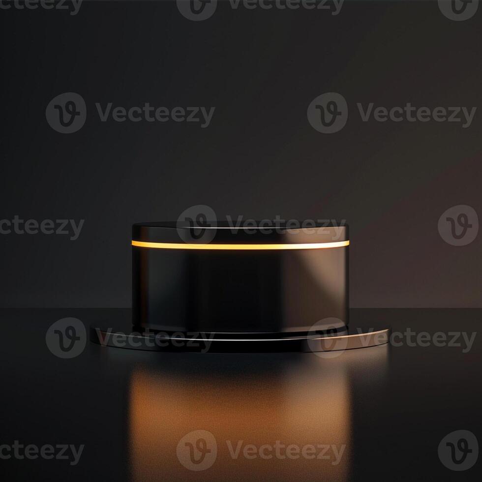 A black and gold object on a table photo