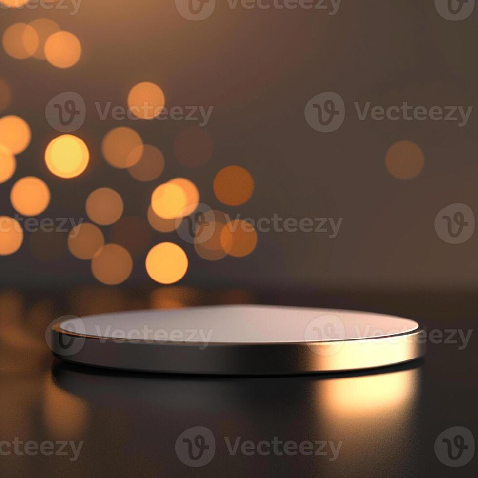 A white circular object on a table with a light background photo