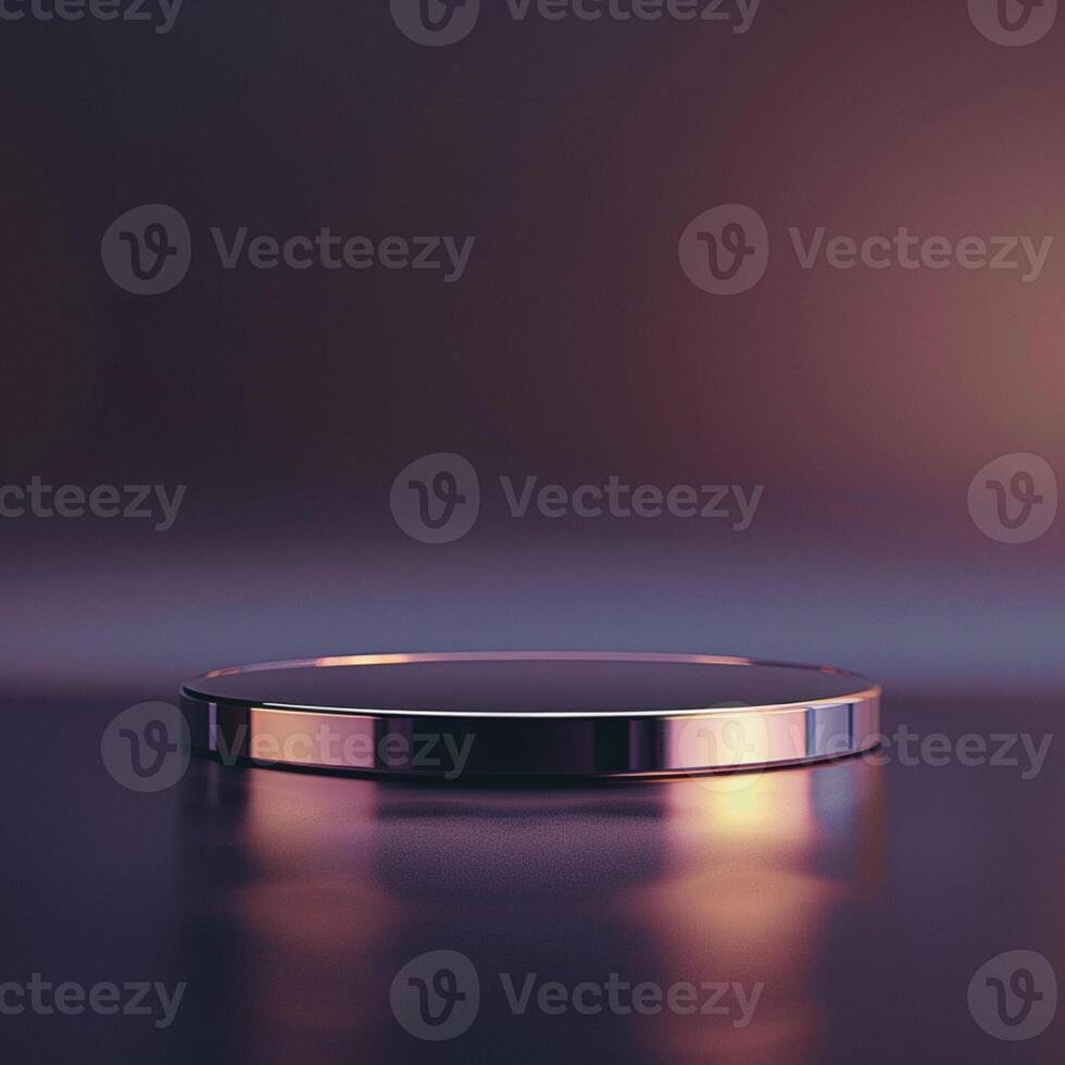 A round table with a silver top on a table photo
