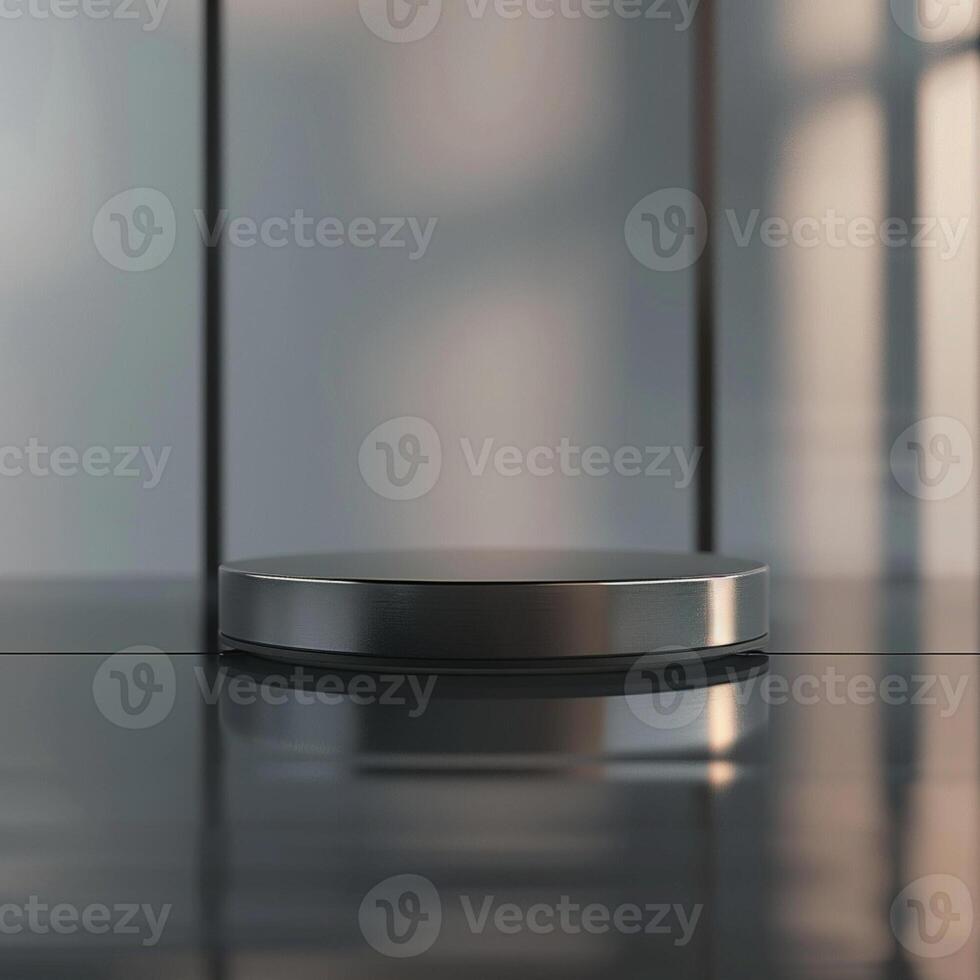 A black and silver object on a table photo
