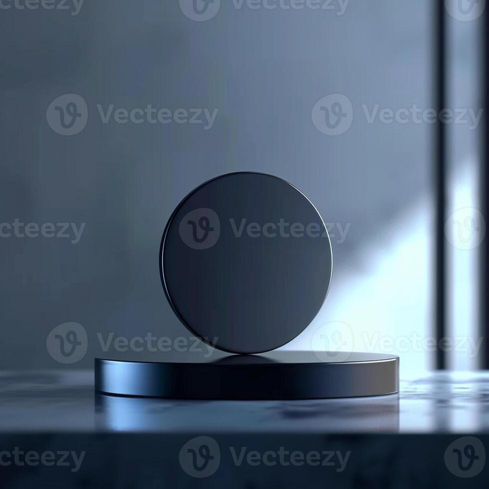 A black circular object on top of a table photo