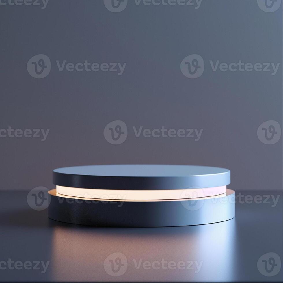 A white circular table with a light on top photo