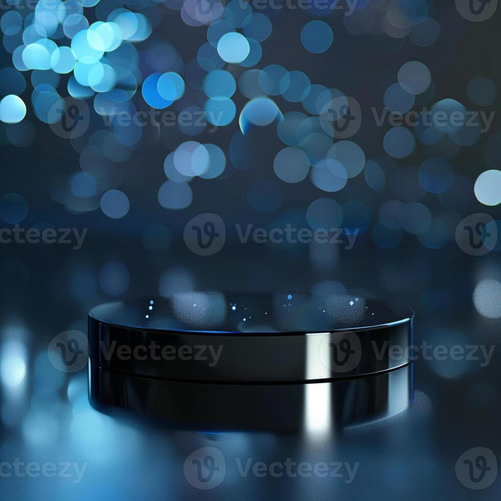 A black object on a table with a blue background photo