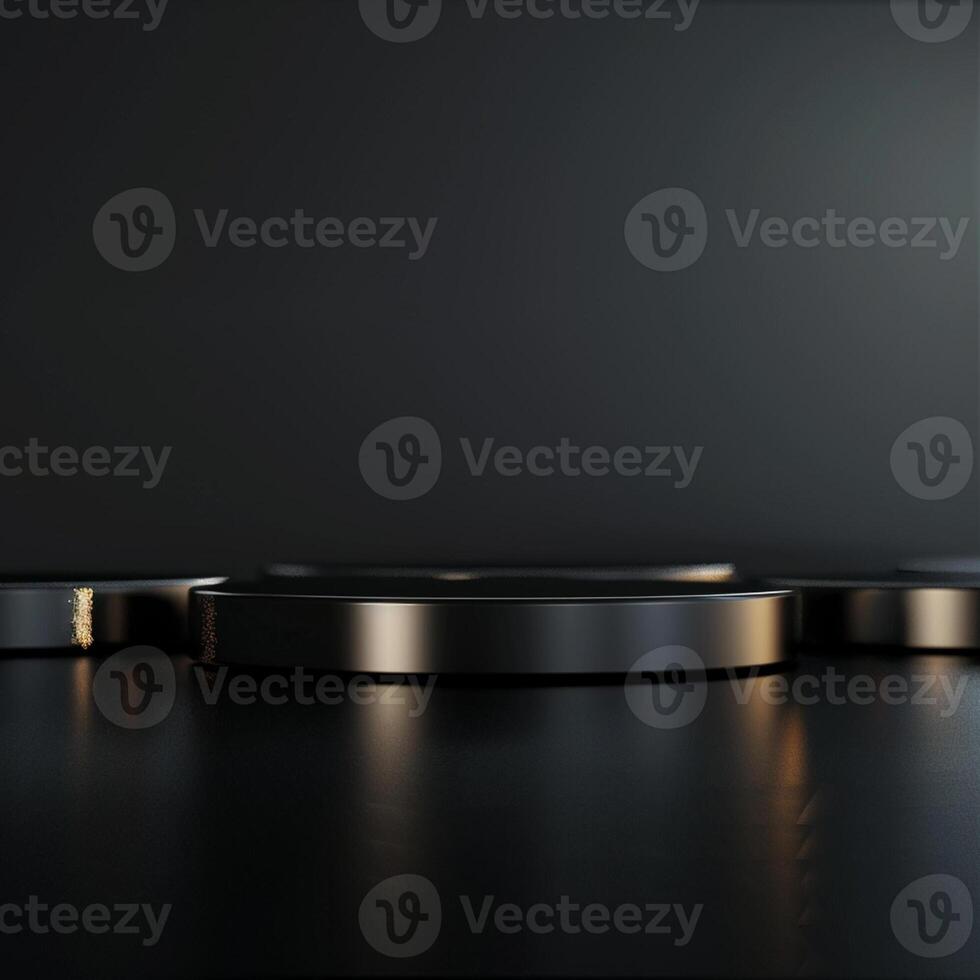 Three black and gold rings on a black background photo