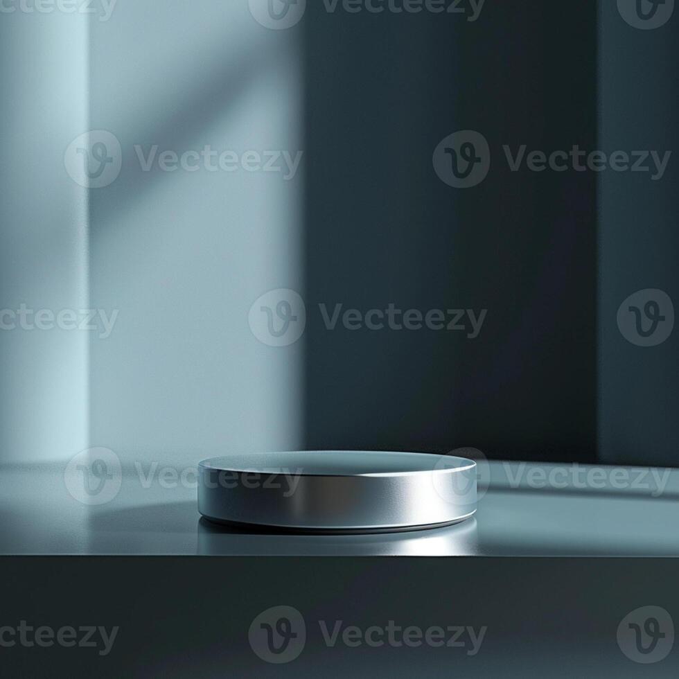 A silver object sitting on a table in front of a window photo