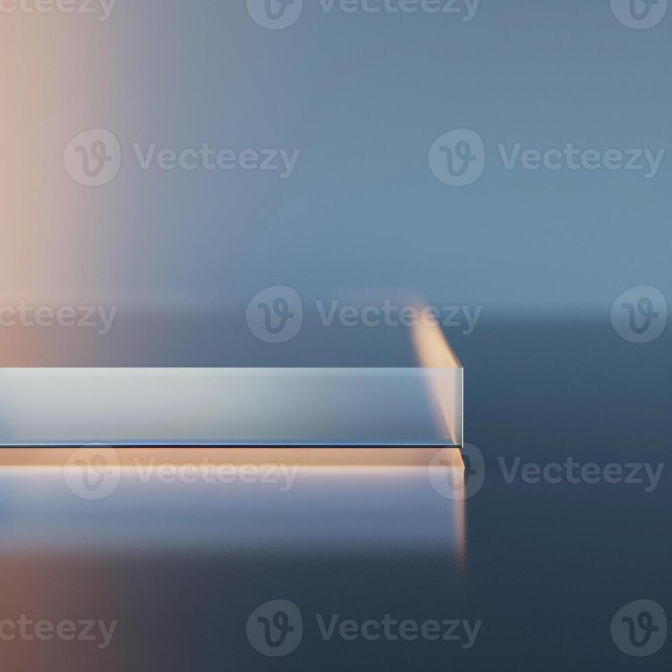 A glass table with a light shining on it photo