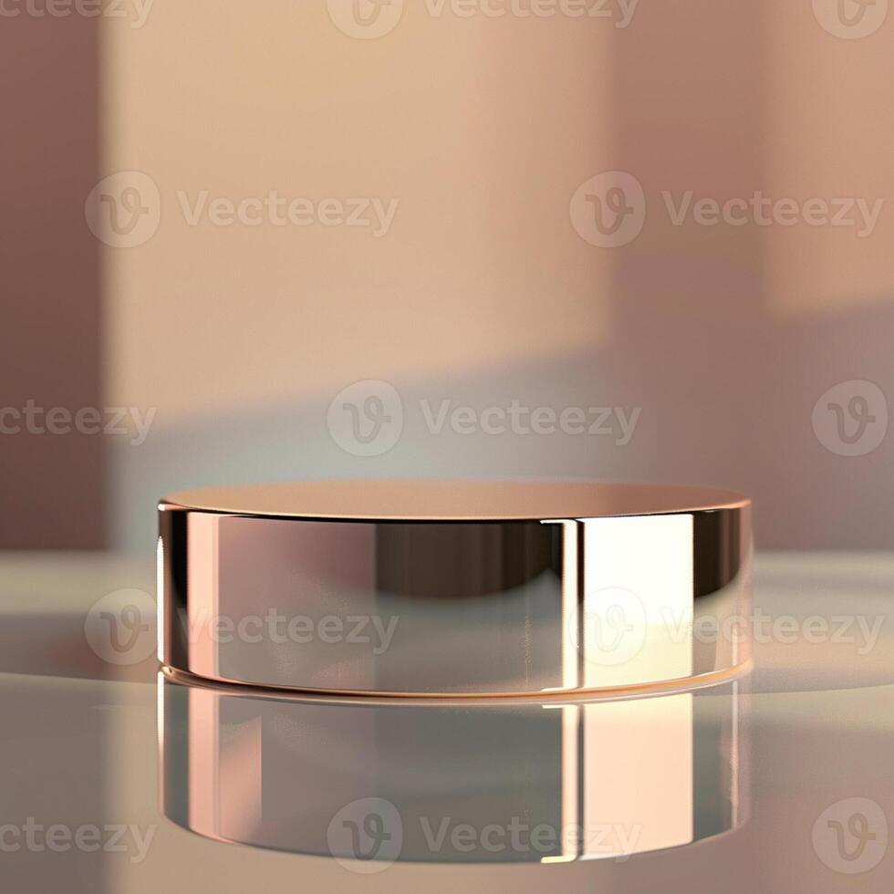 A round object sitting on a table with a reflection photo