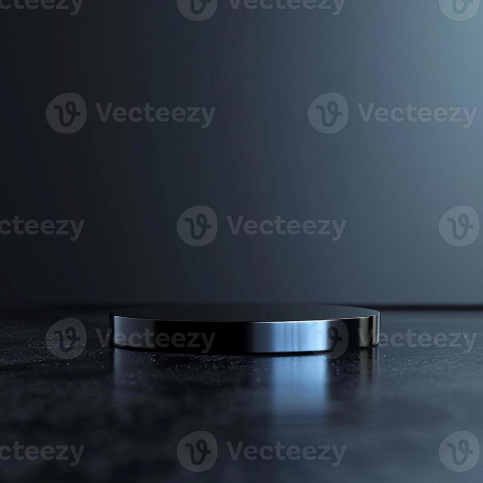 A black object on a table with a dark background photo