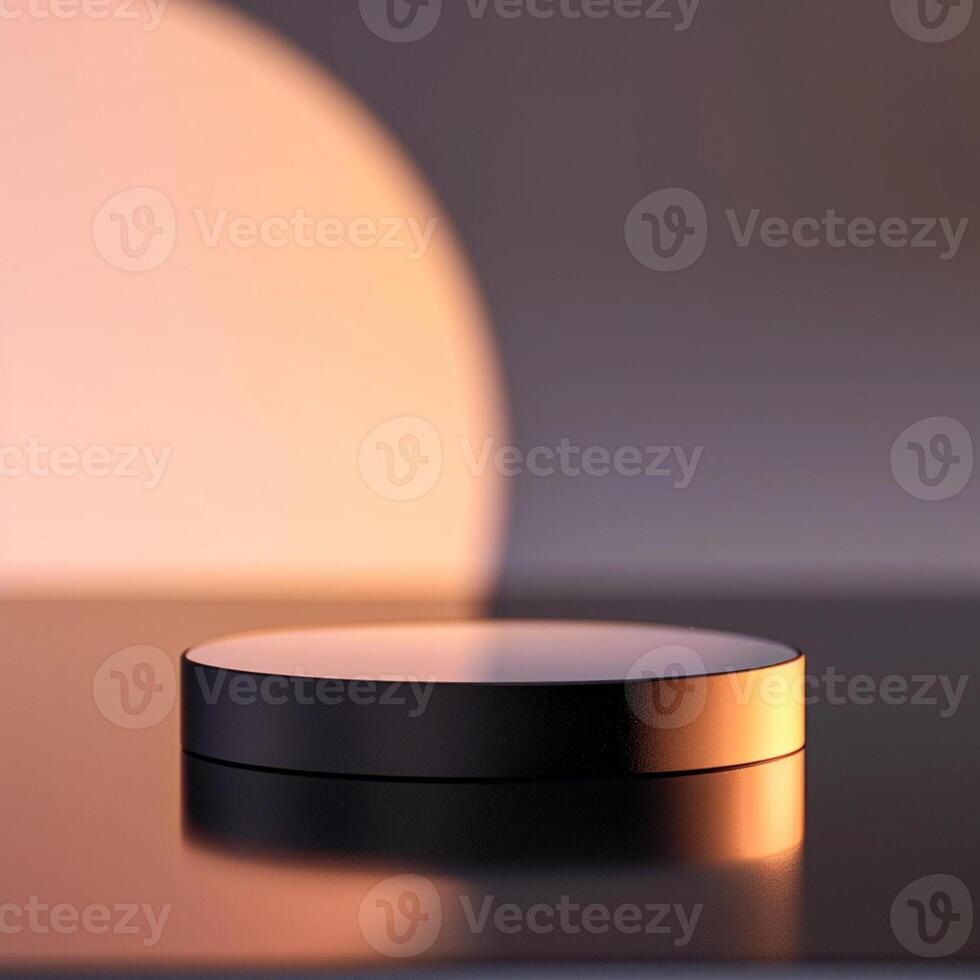 A black object on a table with a sun in the background photo