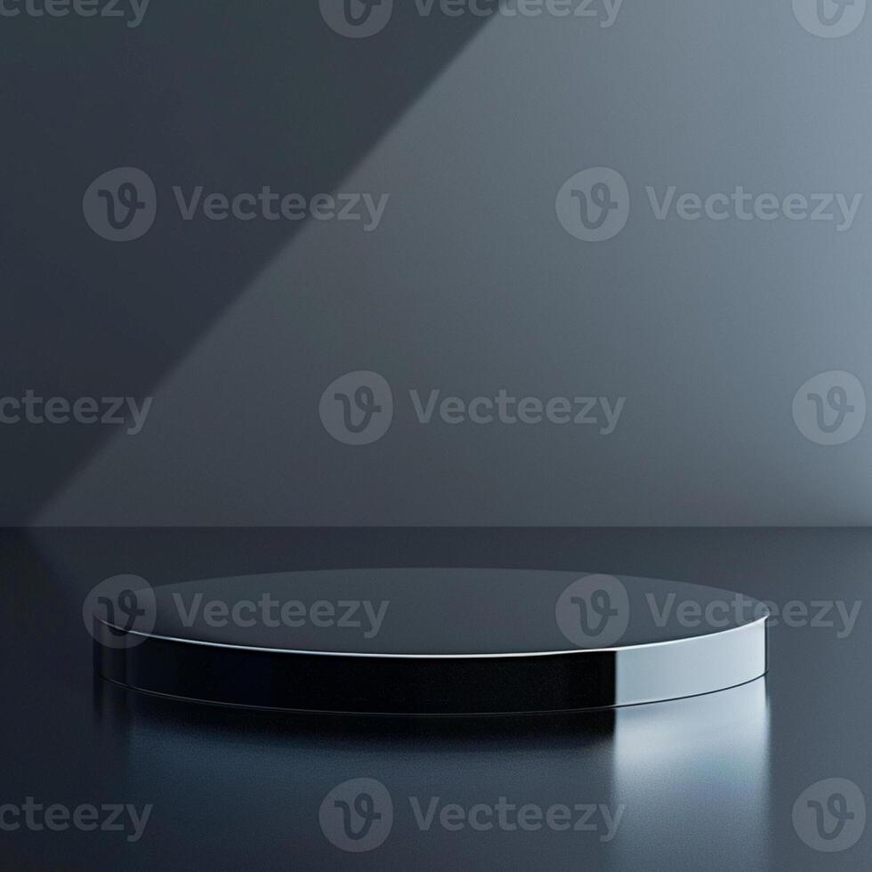 An empty round table on a dark surface photo