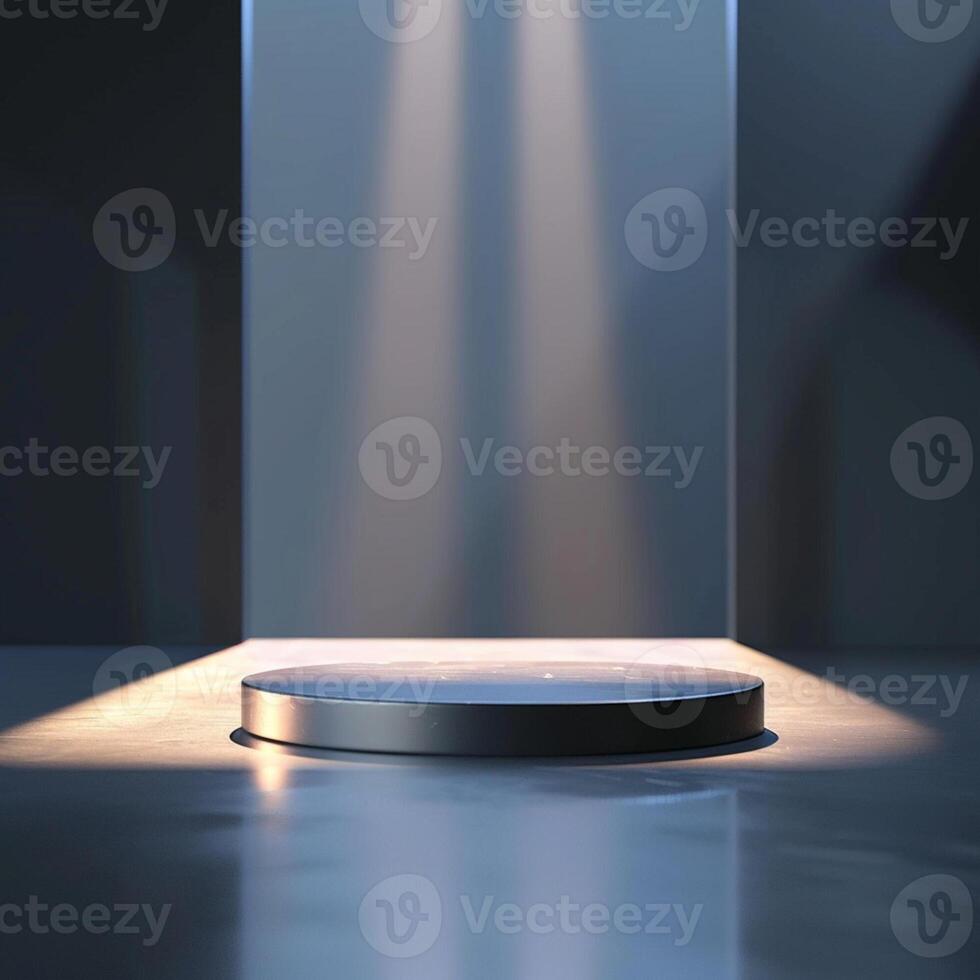 An empty podium with light shining from the top photo