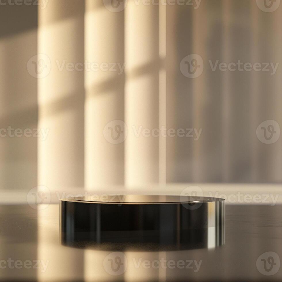 A black and white object sitting on a table photo