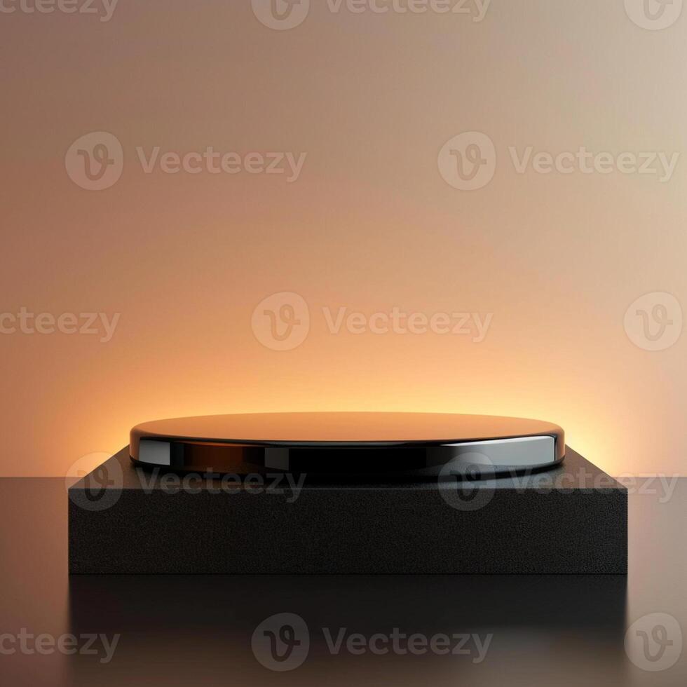 A black table with a light on top photo