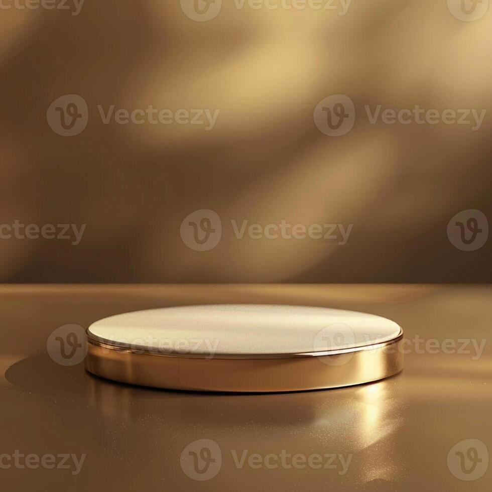 A round object on a table with a golden background photo