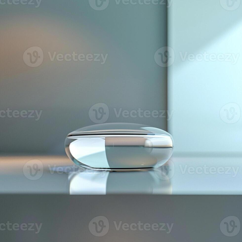 A silver object sitting on a table in front of a window photo