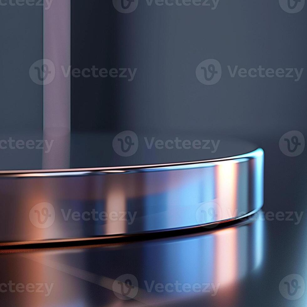 A shiny metal object on a table photo