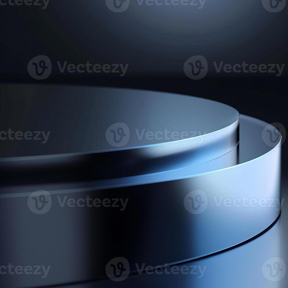 A round metal podium with a black background photo