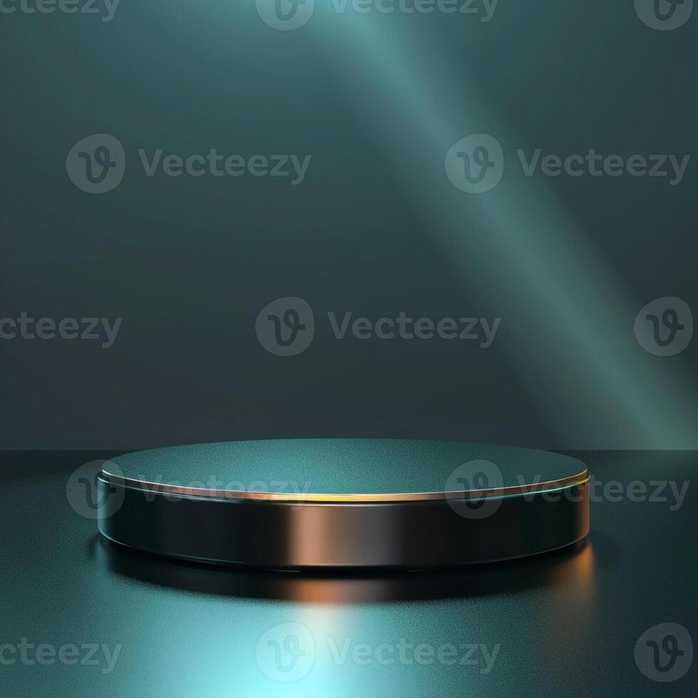An empty podium on a table with a spotlight photo