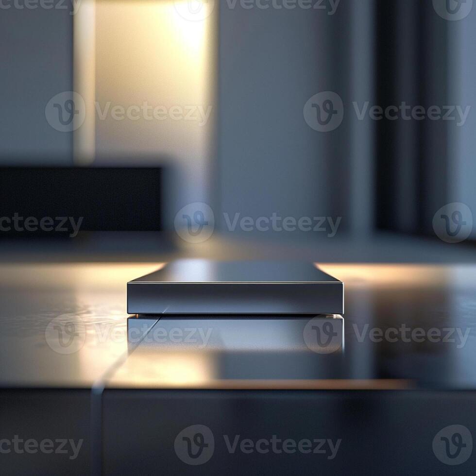 A silver box sitting on a table in a room photo
