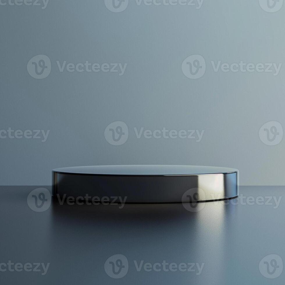 A round table with a black surface on a table photo