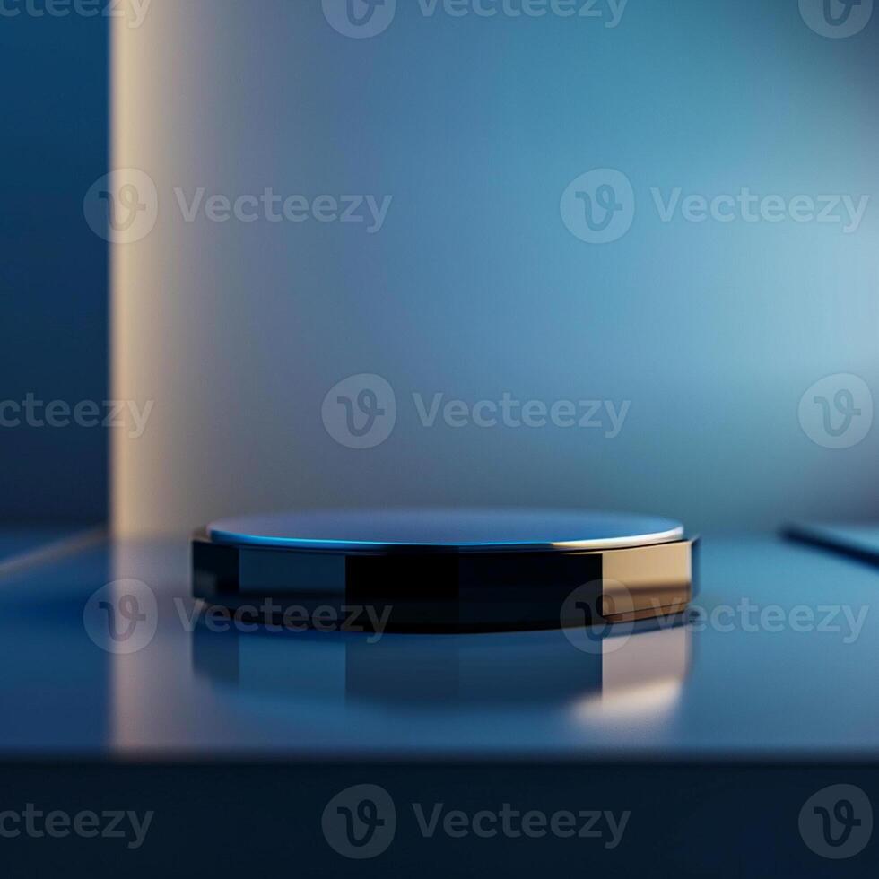 A black and blue object on a table photo