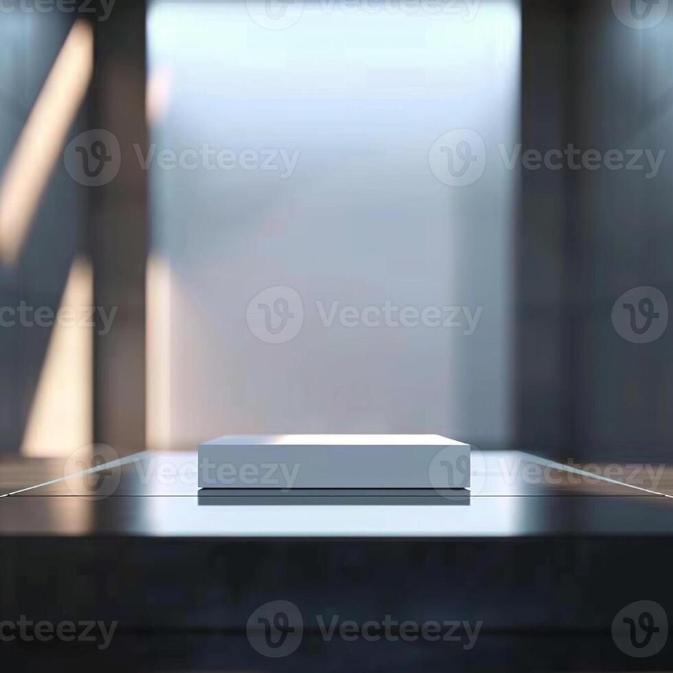 A white box sitting on top of a table photo