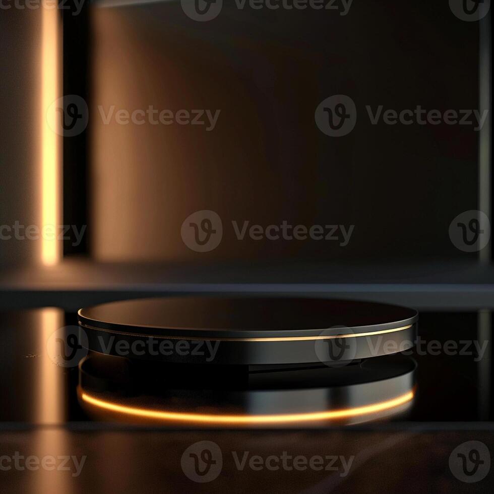 A black and gold object on a table photo