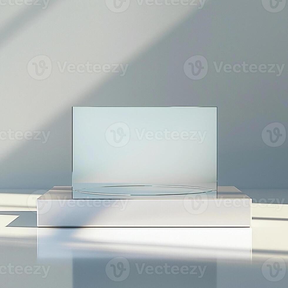 A white box sitting on a table in front of a window photo