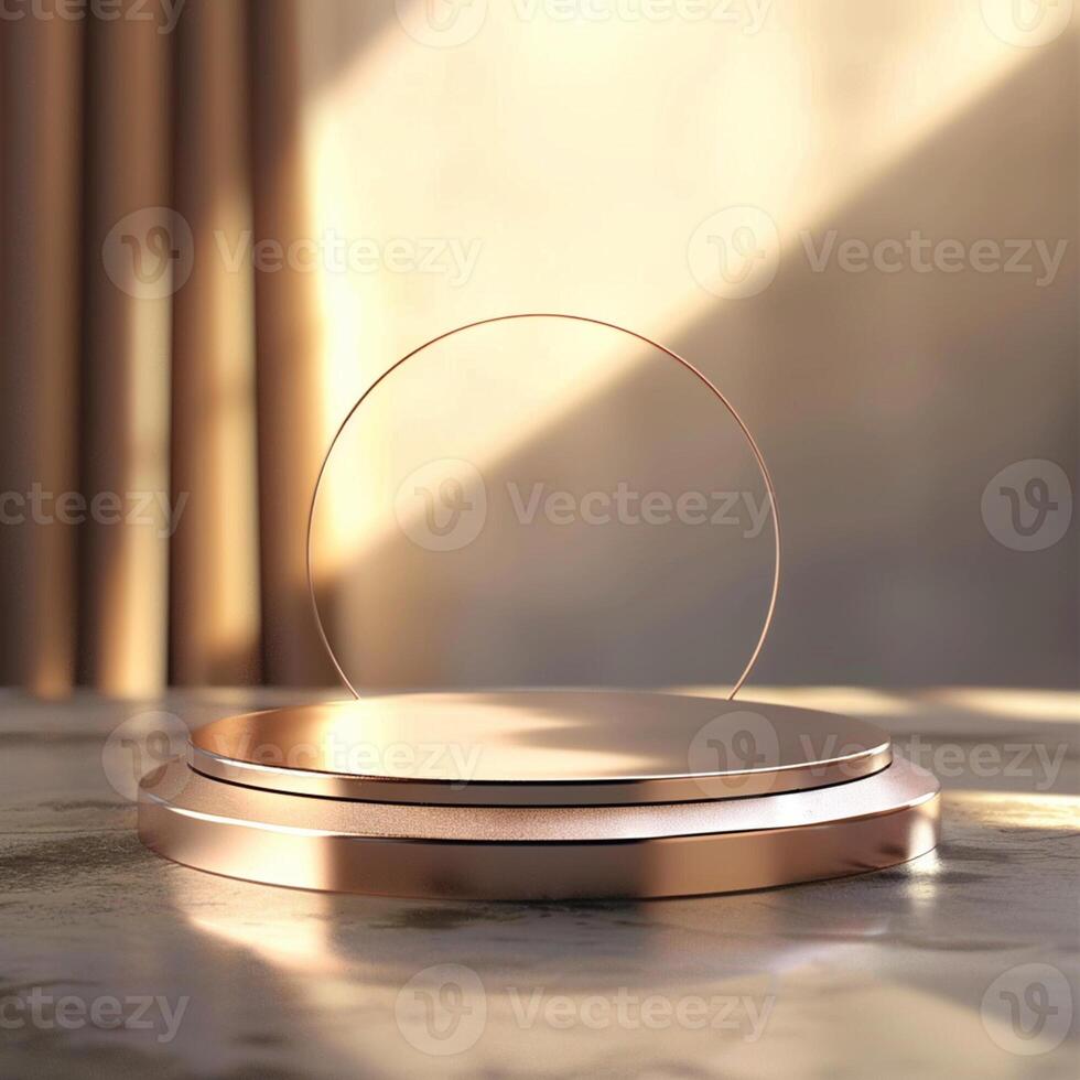 A small round object on a table with a light shining on it photo
