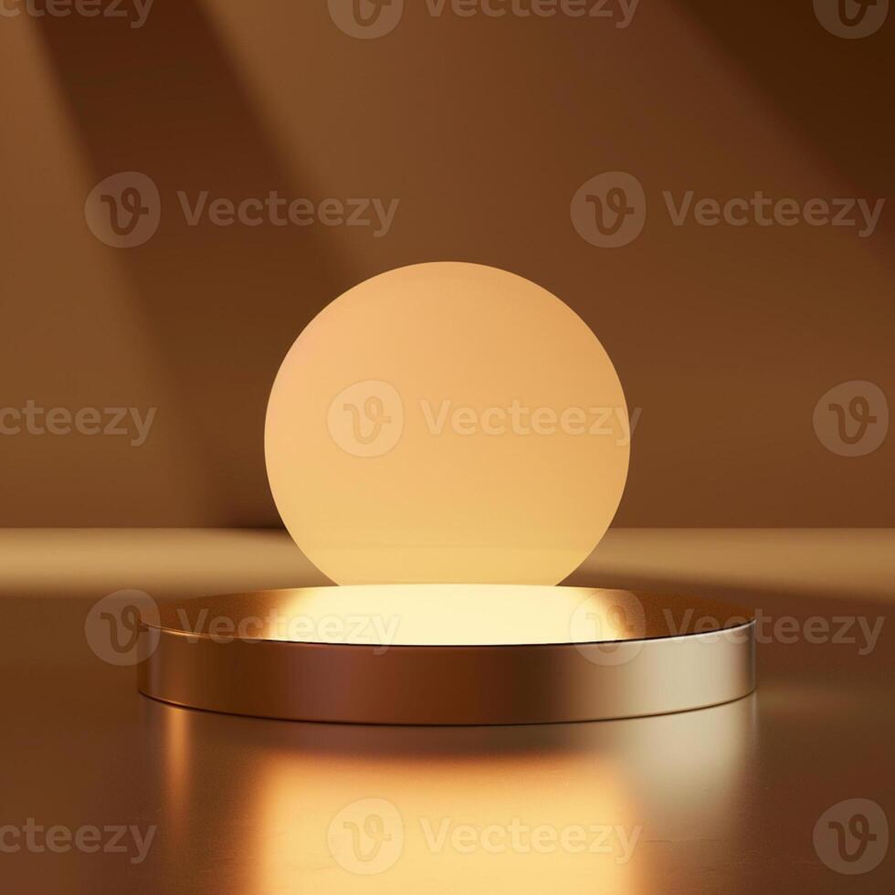 Golden podium with spotlight on top of it photo