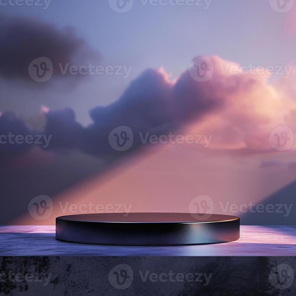 An empty podium with a spotlight shining on it photo