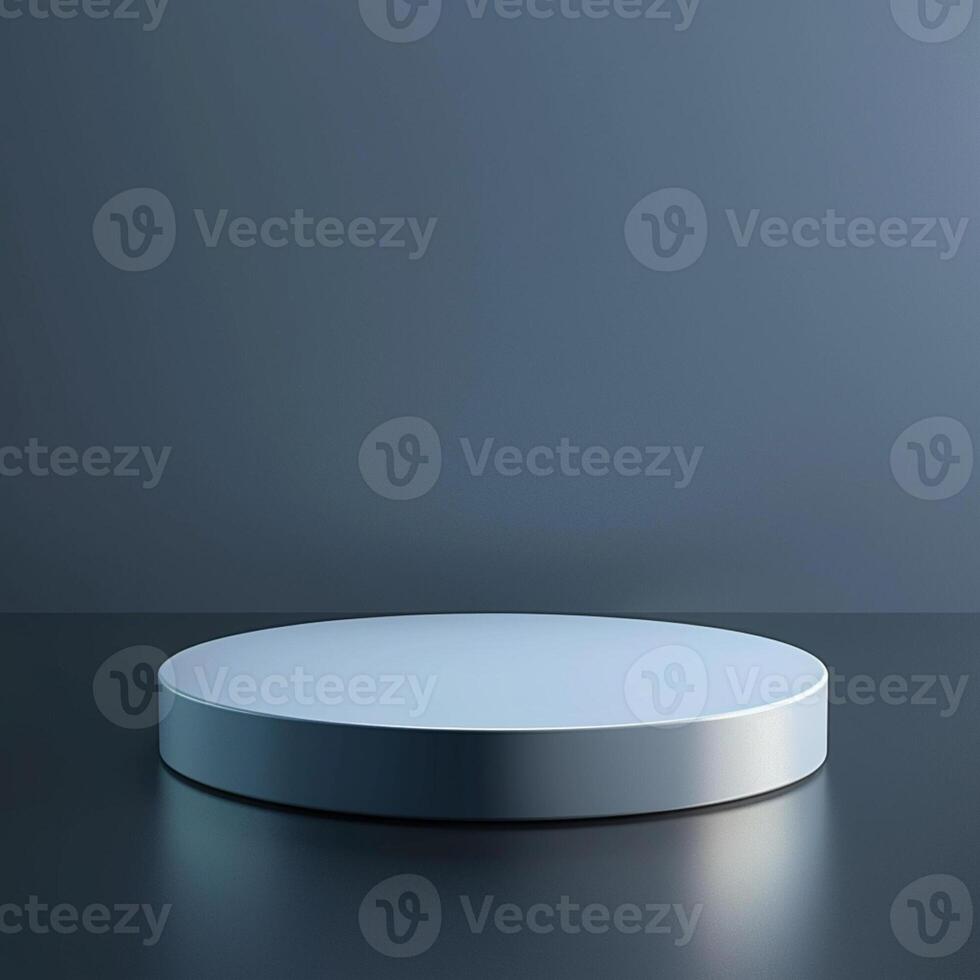 3d render of a round white pedestal on a dark background photo