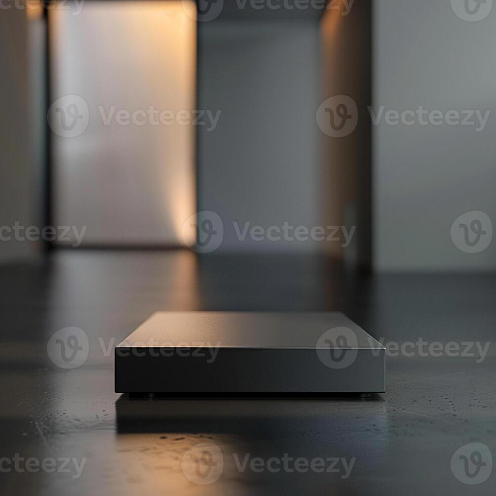 A black box sitting on the floor in a room photo