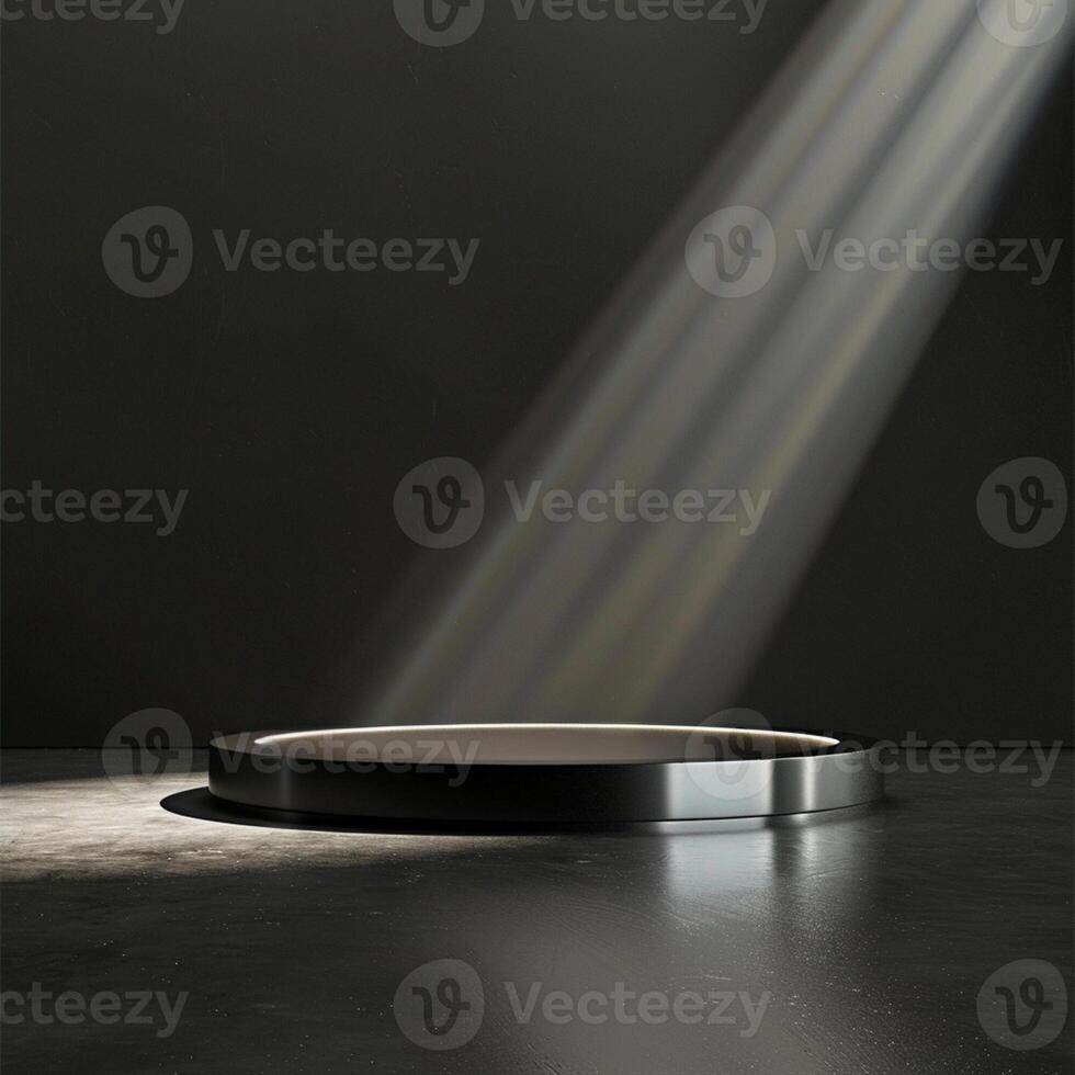 A spotlight shines on a circular table photo