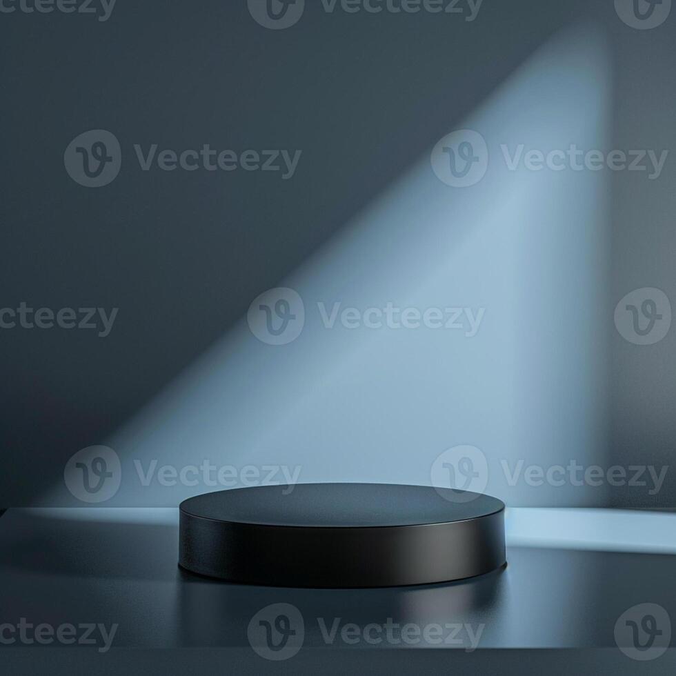 A black round table with a spotlight on it photo