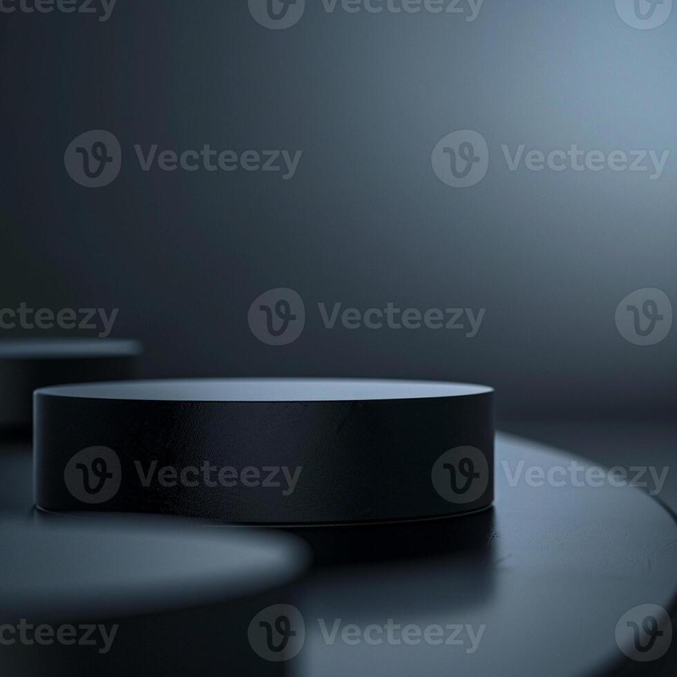 A black object on a table with a dark background photo