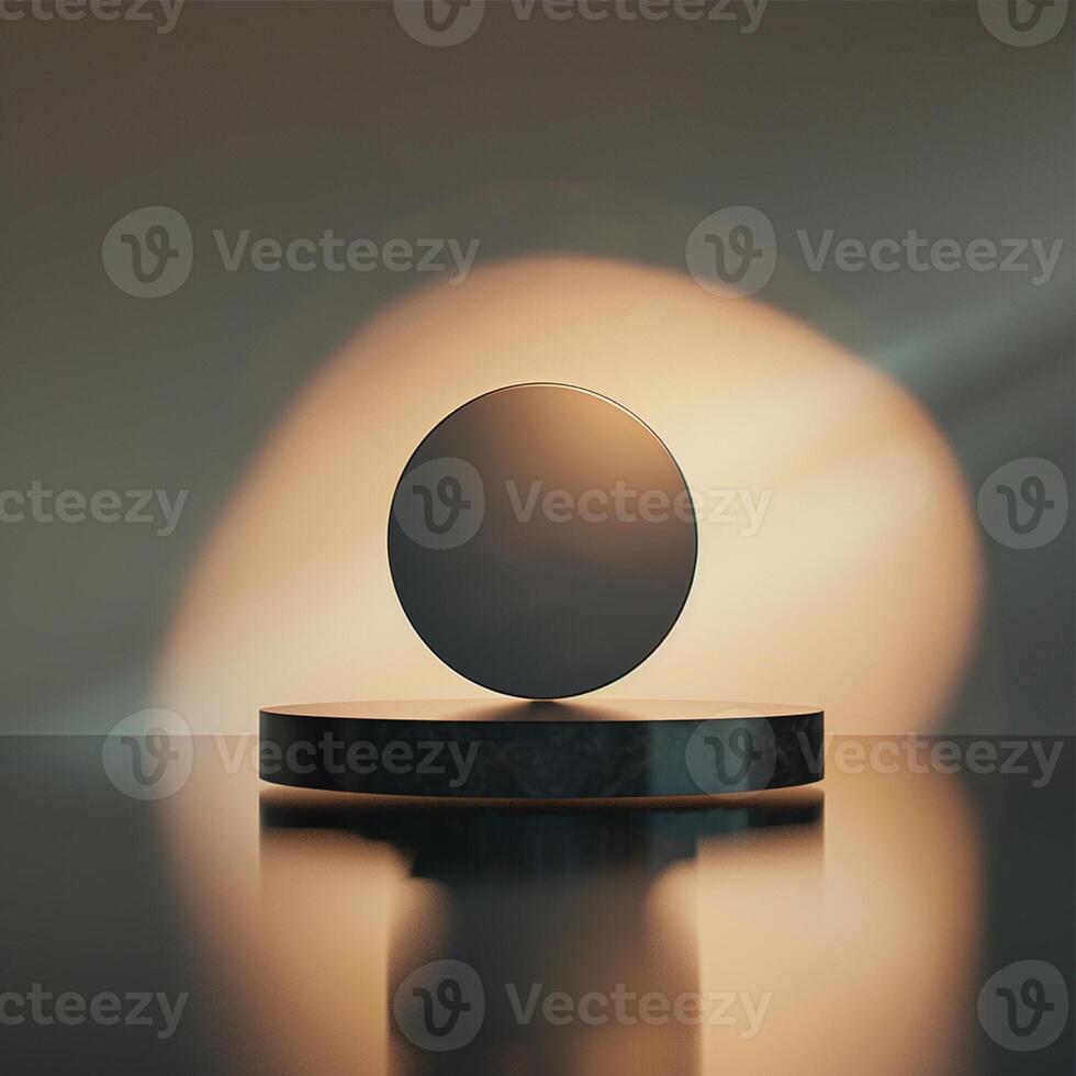 A black sphere on top of a table photo