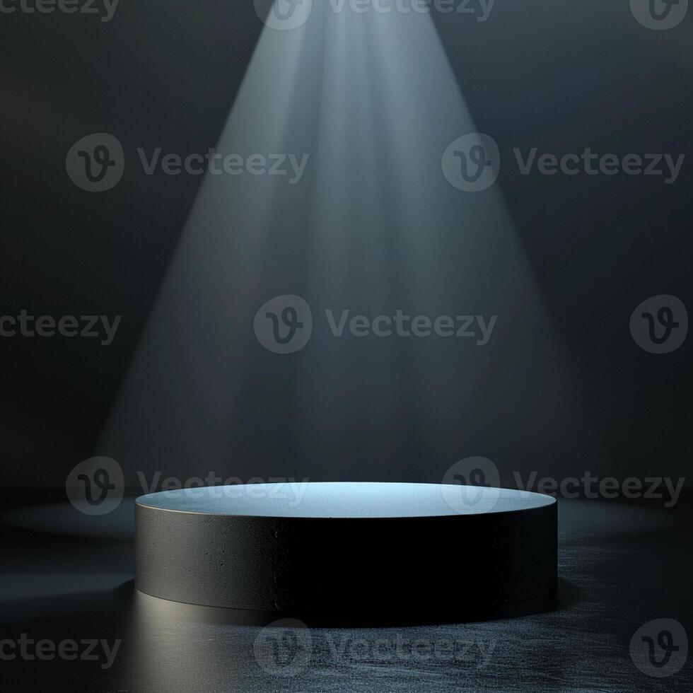 An empty podium with light shining from the top photo
