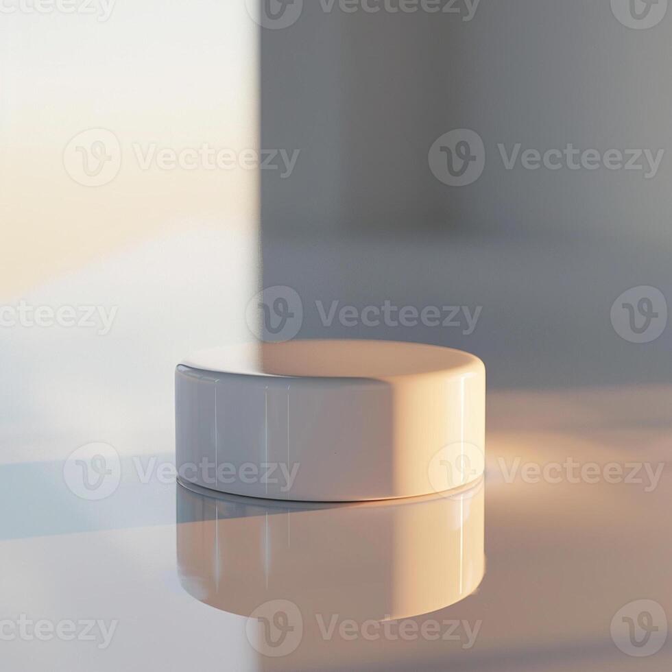 A white object sitting on a table in front of a window photo