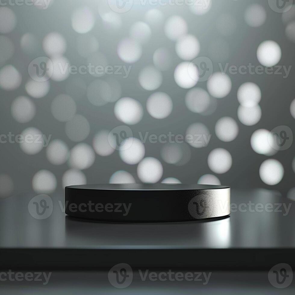 A black object on a table in front of a bright light photo