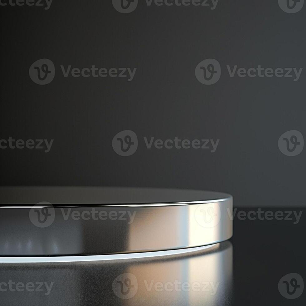 A round silver object on a table photo