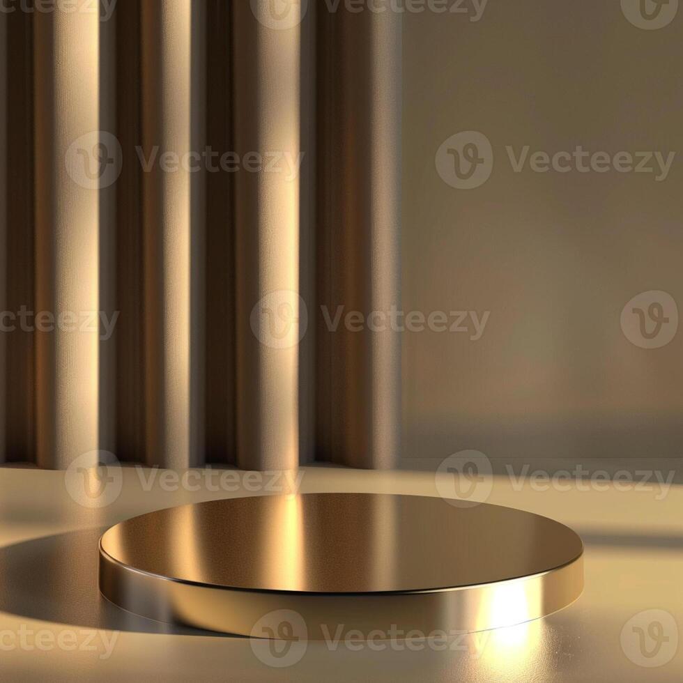 Golden podium with a curtain in front of it photo