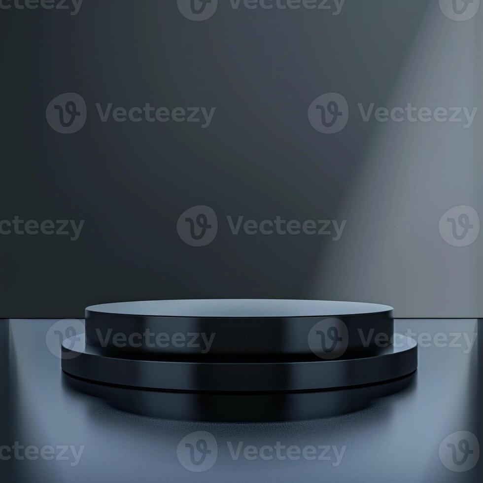 Black podium with spotlight on top of a table photo