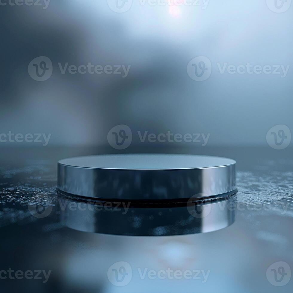 A round object on a table with a blurry background photo