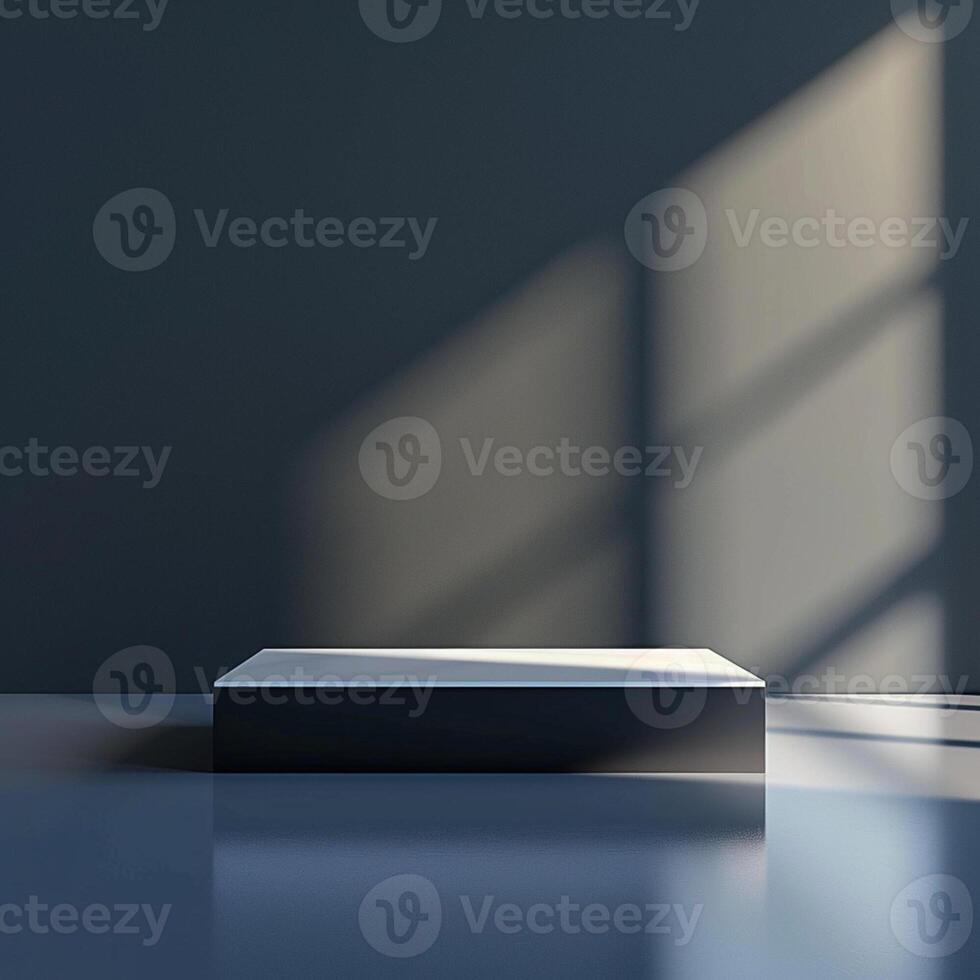 An empty white box sitting in front of a window photo