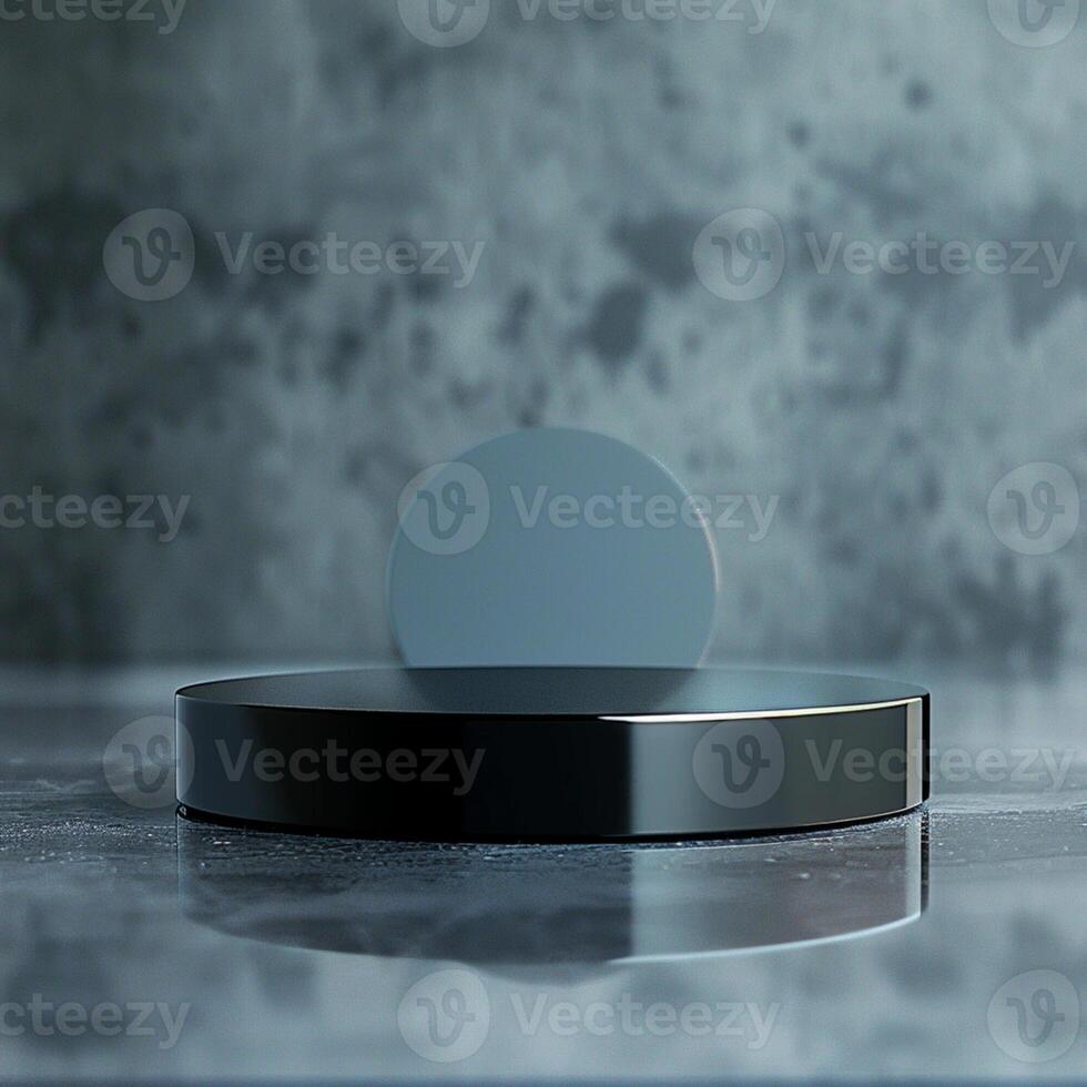 A black object on a table with a gray background photo