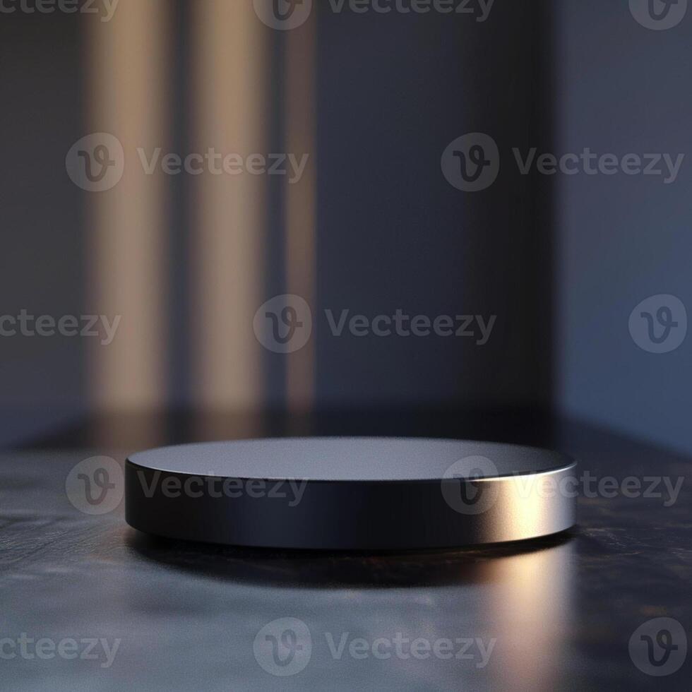 A black circular object sitting on a table photo